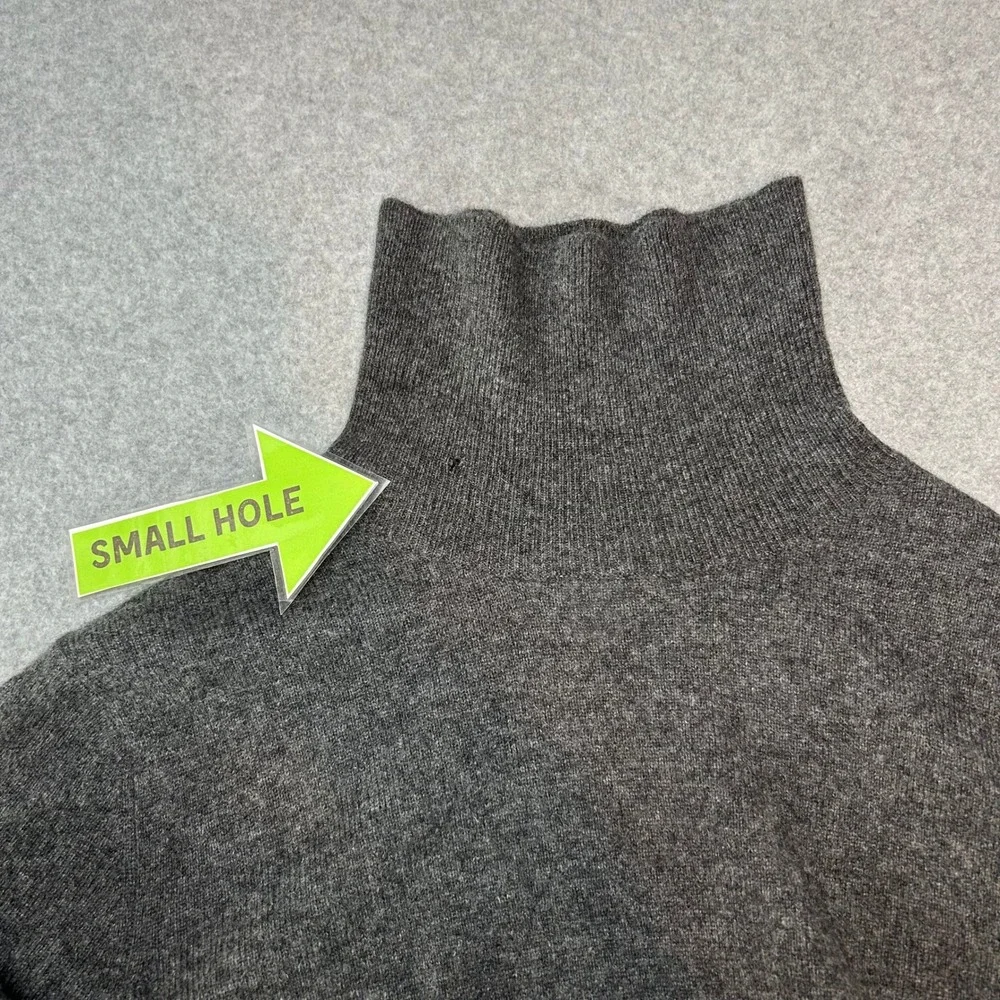 MAGASCHONI Cashmere Turtleneck Sweater Asymmetric Hem Charcoal Gray Womens Large - Picture 4 of 13